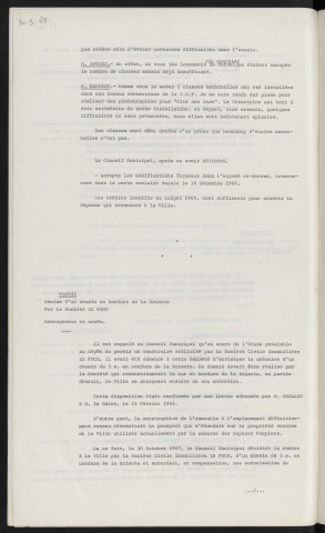 Enseignement, carte scolaire, situation à la rentrée de 1969. Voirie, remise d'un chemin en bordure de la Briante par la société LE FOCH, aménagement et accès.