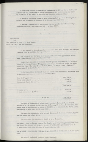 Acquisition de l'immeuble des consorts DENIAU sis 5 rue de l'Isle, Mr DAGUET agent immobilier. Acquisition d'un immeuble de type F5 plus garage S.E.M.I.A.V.A.2 rue du Garigliano, contact avec le propriétaire immeuble de Foch rue Alexandre 1er.