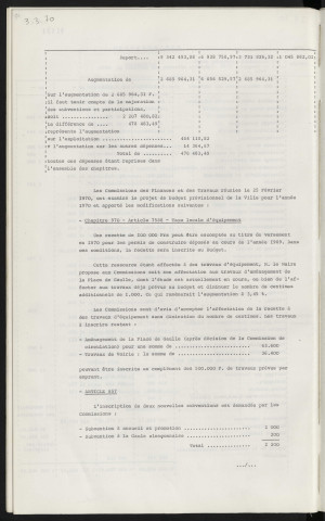Budget primitif 1970.