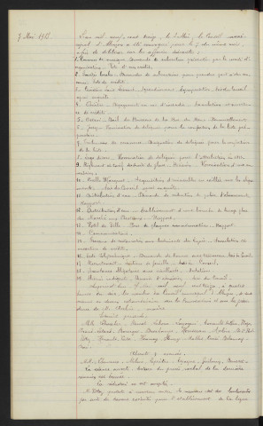 Sommaire sur les affaires à délibérer