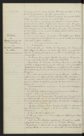 Cimetière Saint-Léonard, agrandissement : expropriation. Théâtre, dégagement en cas d'incendie : annulation d'ouverture de crédits