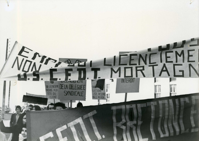 (Grève générale de 1978, le défilé à la Perrière, de l'usine vers la propriété de M. Dreux, puis vers le centre du village ? : lot 9 photographies.)