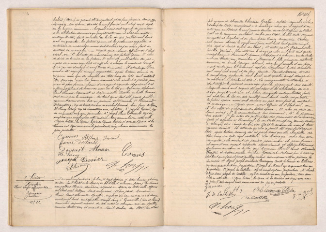 Acte de mariage de DAVOUST Alphonse Paul Clément et CAMUS Berthe Juliette (07 février 1910), Acte de mariage de GRAFFIN Henri Louis Alexandre et ZANINI Emilia (07 février 1910).