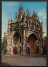 Alençon (Orne), Porche de l'église Notre-Dame (XVe s) d'une grande richesse ornementale avec des arcs-boutants et des pinacles très ornés, carte postale moderne en couleur n°4, Artaud frères, éditeurs, Carquefou-Nantes, (date d'utilisation : 25 février 1974), (10,5x15), acquisition 2020, AMA.