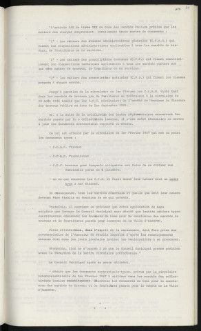 Marchés de gré à gré, documents types, application de la circulaire interministérielle du 1er Février 1967.
