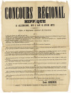 Concours régional Hippique (4-8 juin 1873) : affiche police et règlement intérieur du concours (imprimeur DE BROISE) (noir et blanc).
