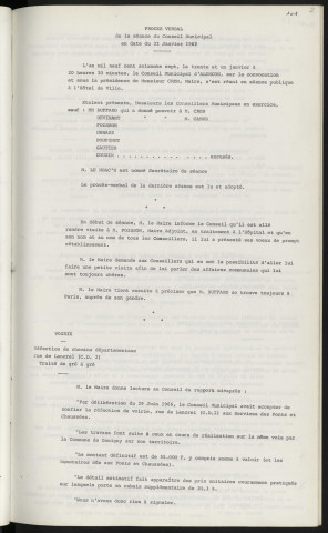 Sommaire sur les affaires à délibérer. Voirie, réfection de chemins départementaux rue de Lancrel (C.D.2), traité de gré à gré.