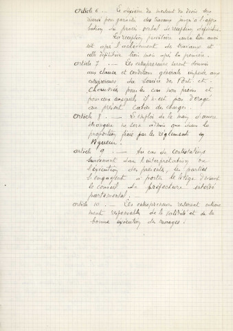 Adduction complémentaire d'eau potable pour la ville d'Alençon, extension du réseau de distribution, réalisation d'une station de pompage du forage n°1 chemin des Planches (Gaston Gérard), exécution (30 avril - 15 mai 1934) : correspondance, cahier des charges, plan, bordereau des prix