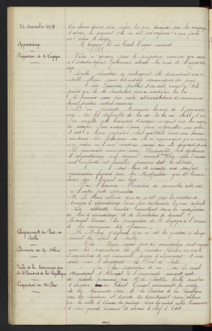 Apprentissage : Demande de M. Lagogué. Elargissement du Pont-de-Sarthe : Demande de M. Meline. Visite de la Normandie par M. le Président de la République : Proposition M. Poré