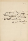 Note de l'écrivaine Regnauld de Prébois Adèle à l'acteur Adolphe Laferrière (1863).