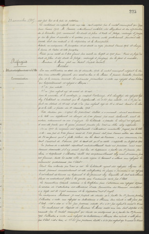 Droits de place aux foires et marchés et droits de pesage, mesurage et jaugeage, mise en régie, M. VANNIER adjudicataire mobilisé, rapport. Réfugiés, indemnités journalières aux réfugiées et aux habitants, indemnité pour la nourriture, le couchage, l'éclairage et le chauffage, allocations supplémentaires de la ville, communication