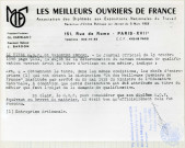 École dentellière de Point d'Alençon, personnel, MARGUERITTE Paulette Renée Charlotte (1918), directrice : curriculum vitae, extrait acte de naissance, extrait du casier judiciaire, titres "Meilleur Ouvrier de France" (photographie), attestations, diplômes.