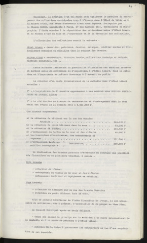 Hôtel Libert, création d'un musée de la dentelle, regroupement des collections municipale dans l'Hôtel de Ville et maison d'Ozé, Mr BARRE Claude architecte à Paris 27 rue Lhomond 5éme, rue des Grandes Poteries.