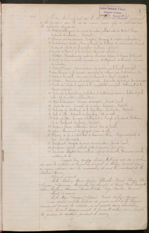 Registre des délibérations du conseil municipal (14 février 1909 - 16 novembre 1912)