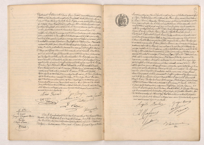 Acte de mariage de ALEXANDRE Isaïe Ferdinand Henri et FESSARD Anaïse Marie (18 Novembre 1907), MARAIS Georges Auguste Désiré et BOULAY Angèle Marie (18 Novembre 1907).