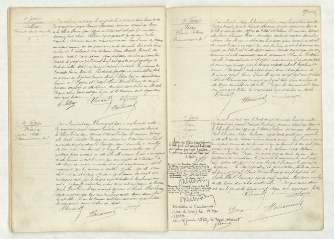 Acte naissance de SELLIER Fernande Louise Marcelle (17 février 1911),reconnaissance de BRAZY Andrée Berthe (20 février 1911),reconnaissance de HERVE Blanche Victorine (20 février 1911),acte de naissance de DROU Suzanne (17 février 1911).