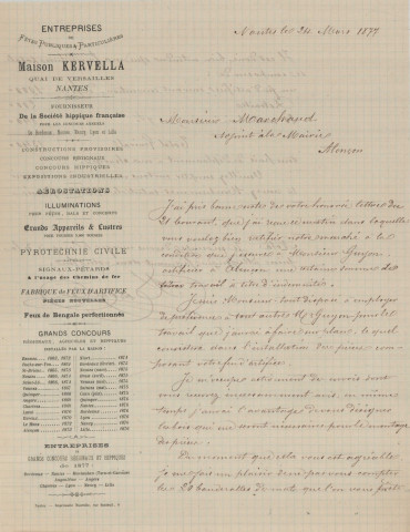 Fêtes de Bienfaisance (Dimanche et lundi de Pâques 1er et 2 avril 1877) : affiche programme typographique jaune (84.5x180).