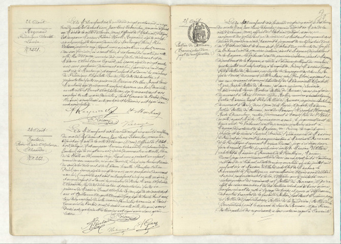 Acte de naissance de REYNAUD Frédérique Charlotte Louise (22 août 1906), acte de naissance de TOUTAIN Pierre Marie Alphonse Alexandre (24 août 1906), transcription du jugement de rectification de POTTIER DU PONCEAU (25 août 1906).