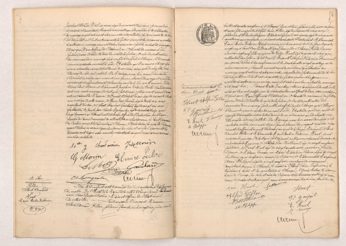 Acte de mariage de MORIN Jude Désiré Paul et CHAMDAVOINE Joséphine Victorine Berthe (14 Septembre 1907), FILLON Albert Armand et HUET Marie Pauline Victorine (18 Septembre 1907).