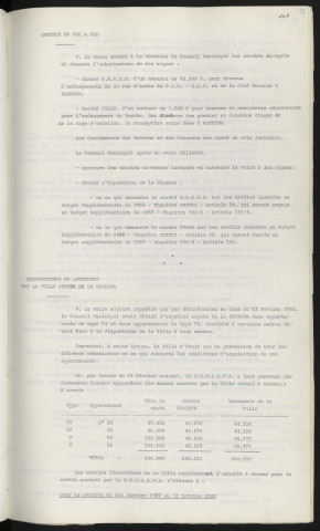 Marches de gré à gré, S.A.C.E.R. travaux rue d'accès du P.S.R., H.L.M. et de la cité Delarue à Alençon. Acquisition de logements par la ville auprès de la S.E.M.I.A.V.A.