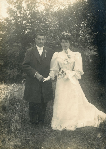 Germaine Lechat et Alexandre Leduc à Radon, photographie de mariage noir et blanc, Gérard Martin, (