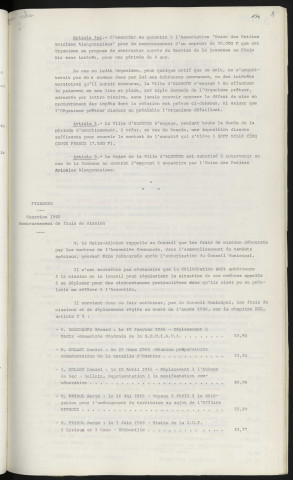 Garantie d'emprunt, prise en charge par la ville des annuités correspondant à un emprunt de 30 000 F sollicité par l'union des petites amicales alençonnaises auprès de la jeunesse au plein air. Finances, exercice 1966, remboursement de frais de mission.