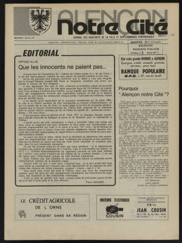 Alençon Notre Cité, journal des habitants de la Ville et des communes périphériques n°2 (mai 1977).