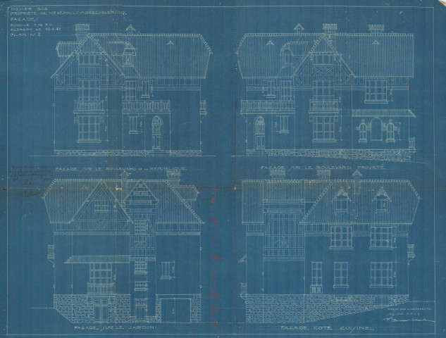 permis de construire n°21, Construction d'une maison d'habitation Boulevard de la République Alençon, (date de décision : 23/04/1929), (auteur du projet, architecte : BESNARD-BERNADAC Félix).