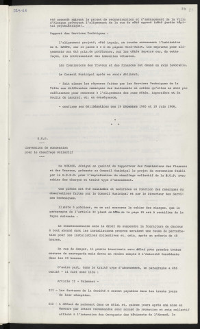 Alignement, rue Métée, rue Laperrière, rue du Moulin de Lancrel, avis du conseil après enquête. Z.U.P. Convention de concession pour le chauffage collectif, convention par la S.E.B.N.