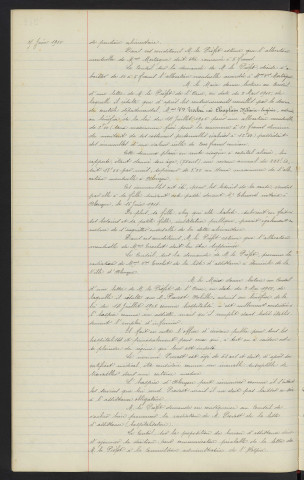Assistance obligatoire aux vieillard, infirmes et incurables privés de ressources, assistance à domicile, admissions nouvelles et mutations diverses