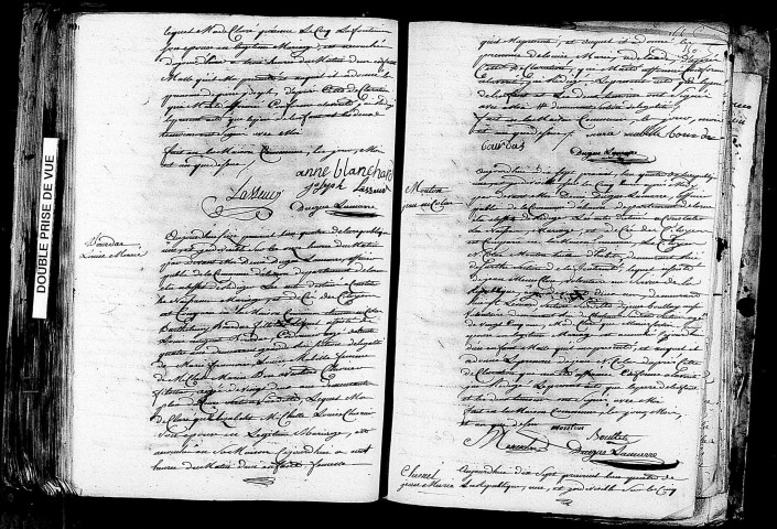 Acte de naissance de LASSEUR Pierre Joseph (3 juin 1796),acte de naissance de BOURDAS Louise Marie Adélaïde (3 juin 1796),acte de naissance de MOUTON Jean Nicolas (5 juin 1796),acte de naissance de CHESNEL Jean Marie (5 juin 1796).