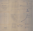 Construction d'un château d'eau de 300m3, détails, semelle, porte, fenêtre, montage de fût : élévation, coupes (Larbanet, éch : 1/200, plan n°25, 30 juillet 1936).
