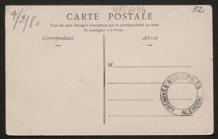 Champfleur (Sarthe), Le Bourg, Couvent des Franciscaines de l'Immaculée Conception, église Saint Martin, carte postale ancienne noir et blanc, (date d'utilisation : sd), (14x9), acquisition 2020, AMA.