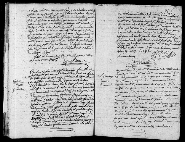 Acte de naissance de LEGROS Jean Jacques Léonard (7 novembre 1794),acte de naissance de RICHER Jacques Pierre (5 novembre 1794),acte de naissance de LEGUERNEY Anne Eléonore (7 novembre 1794).