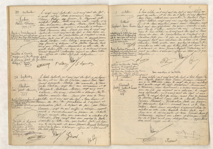 Acte de naissance de GOHIER Renée Thérèse (29 septembre 1917), Acte de naissance de BERTRAI Louis Ernest Alexandre (30 septembre 1917), Acte de naissance de FOLLIOT Raphaël Marie Pierre (03 octobre 1917), Reconnaissance de RIEANT Gaston Gabriel Louis (05 octobre 1917).