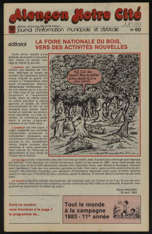 Alençon Notre Cité, journal d'information municipale et districale n°60 (juin 1983).