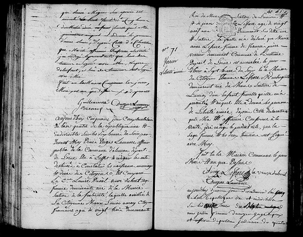 Acte de naissance de FAUDIN Anne Renée (16 septembre 1796),acte de naissance de VERRIER Liberté Aimée (20 septembre 1796),acte de naissance de Félicité Pélagie enfant trouvé (23 septembre 1796).