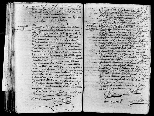 Acte de naissance de LOUVEAU Louis Guillaume (6 février 1795),acte de naissance de COURAPIED Auguste Désiré (7 février 1795),acte de naissance de OSMONT Alexandrine (7 février 1795).