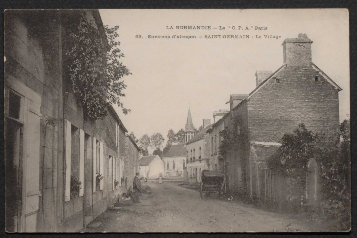 Saint-Germain-du-Corbeis (Orne), environs d'Alençon, le village, carte postale ancienne noir et blanc n°63, la C.P.A, Paris, sd, (14x9), acquisition 2021, AMA.