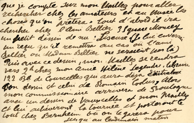 Lettre autographe signée au peintre Georges Maillez (11 mai 1933), 3 pages, format in 8 oblongues