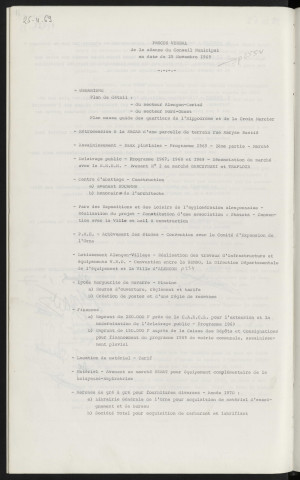 Sommaire sur les affaires à délibérer.