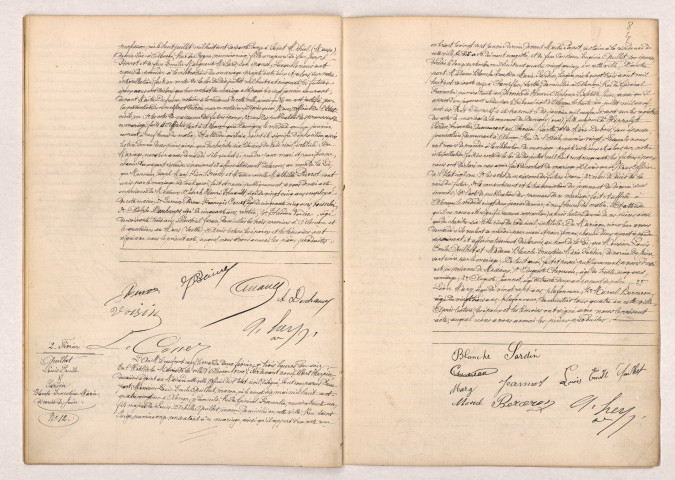 Acte de mariage de BRIENS Joseph Mari Léon et PIERROT Mathilde (26 janvier 1909), Acte de mariage de QUILHET Louis Emile et SARDIN Blanche Ernestine Marie divorcée de JUIN (02 février 1909).