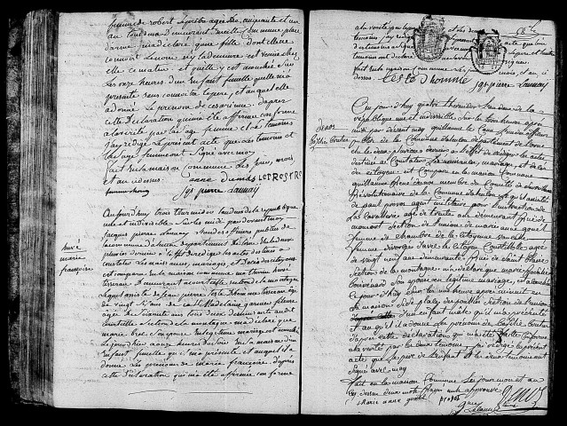 Acte de naissance de Césarine enfant trouvé (21 juillet 1794),acte de naissance de HUVE Marie Françoise (21 juillet 1794),acte de naissance de DESNOS Basilique Brutus (22 juillet 1794).