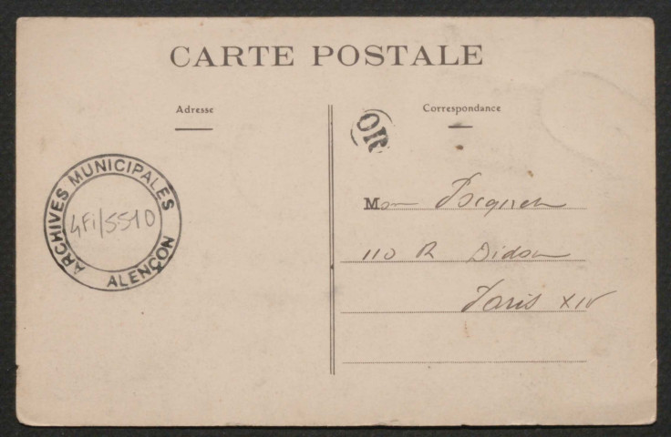 Arçonnay (Sarthe), Place de l'église, carte postale ancienne noir et blanc, (date d'utilisation : 22/1907), (14x9), acquisition 2021, AMA.