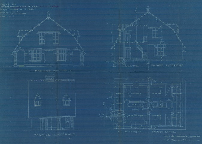 permis de construire n°9, Construction d'une maison d'habitation Route de Courteille Alençon, (date de décision : 29/10/1927), (auteur du projet, architecte : BESNARD-BERNADAC Félix).
