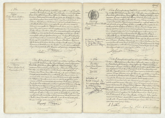 Reconnaissance de BILLARD Hélène Louise Constance (6 octobre 1905),reconnaissance de CHAPPEY Maurice Georges Emile (6 octobre 1905),acte de naissance de TARASSE Raymonde Marie Charlotte Louise (5 octobre 1905),acte de naissance de TOUTAIN Marie Anne Suzanne Françoise (7 octobre 1905).