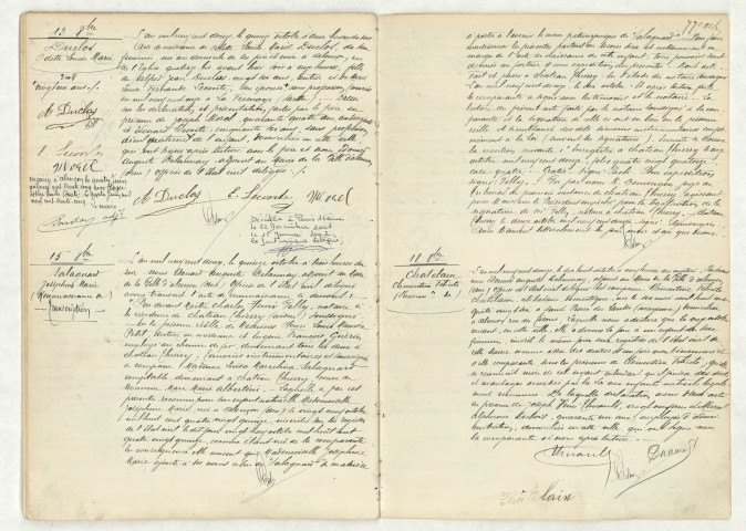 Acte de naissance de DUCLOS Odette Louise Marie (13 octobre 1912),reconnaissance de SALAGNARD Joséphine Marie (15 octobre 1912),reconnaissance de CHATELAIN Clémentine Félicité (18 octobre 1912).