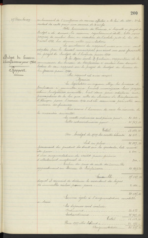 Budget de l'Hospice pour 1920, rapport. Budget du bureau de bienfaisance pour 1920, rapport