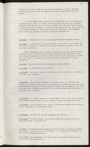 Curage de la Briante du Boulevard Colbert à la Sarthe, réponses des délibérations. Vœu défavorable de la demande de prise en charges des frais relatifs du 19 Octobre. Dispositions du transport urbain à Alençon. Articles concernant "Cité des Ducs". Modification horaire fin du marché. Demande d'affichage de tous les numéros des maisons rue de la Blériot.
