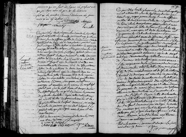 Acte de naissance de CHORIN Adèle (18 février 1794),acte de naissance de FOUQUET Gabrielle Charlotte (15 février 1794),acte de naissance de VIENNE Marie Françoise Joséphine enfant naturel (18 février 1794).